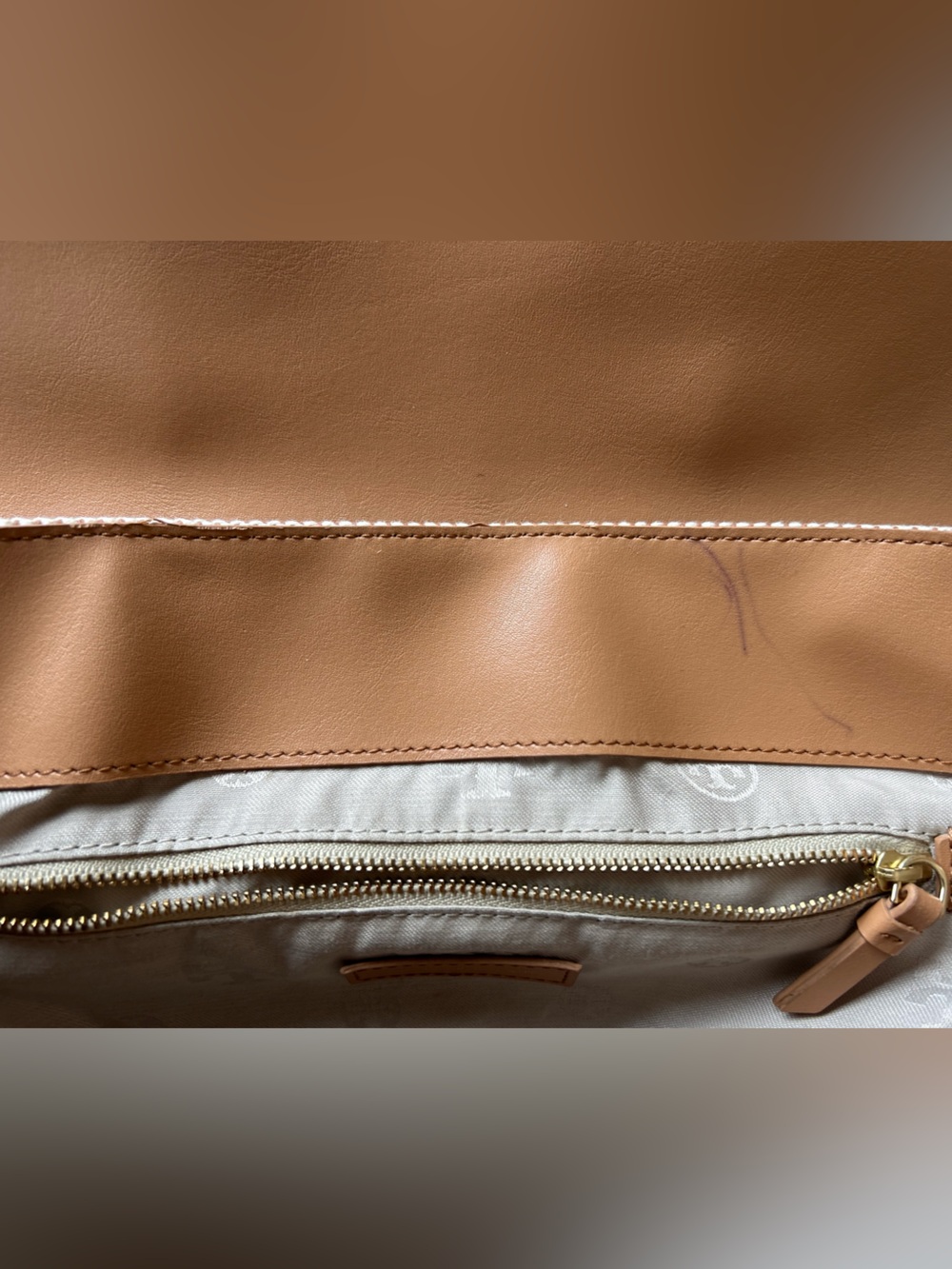 Tory Burch Neutral Canvas Backpack with Tan Leather Trim - Picture 5 of 11